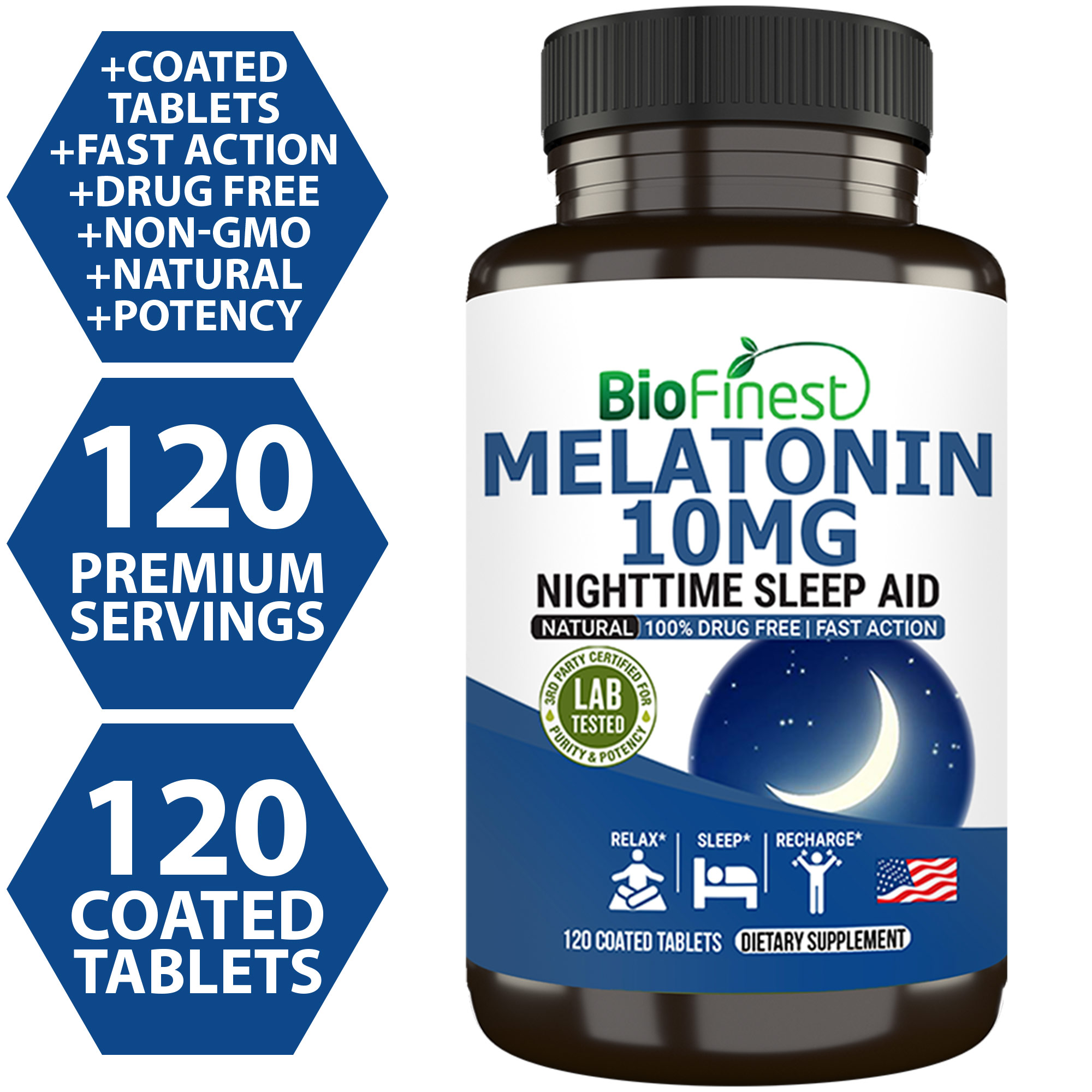 Biofinest Melatonin 5mg 10mg Supplement - Fast Action Natural Nighttime ...