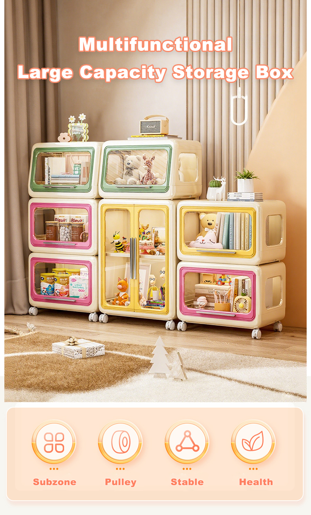 Salvo Multifunctional Storage Box Stackable Storage Cabinet With Wheels ...