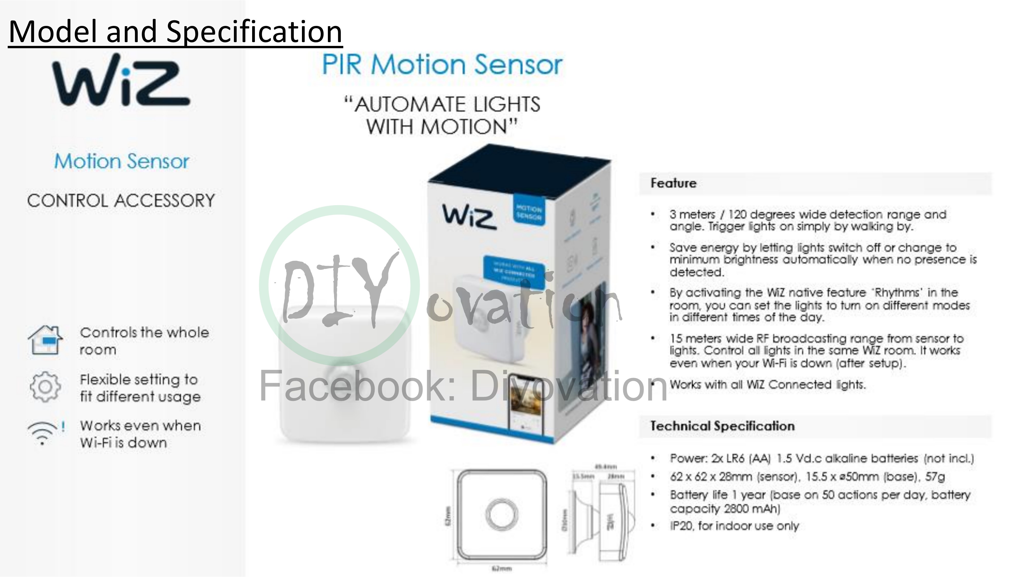 Philips WIZ smart light PIR motion sensor/ Detect motion turn on smart ...