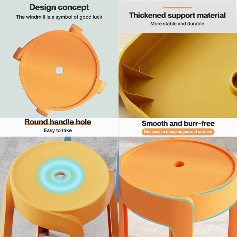 Upgraded Stackable Plastic Stool Nordic Modern Dining Chair Thickened ...