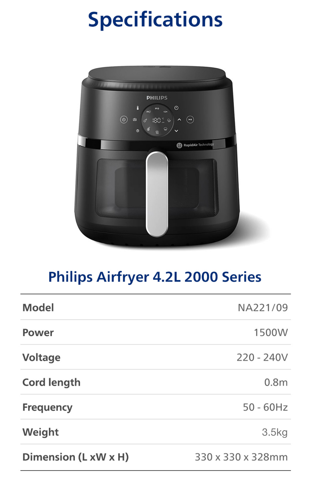Philips NA221/09 | 13-in-1 Airfryer | 4.2L | Fry, Grill, Bake ...