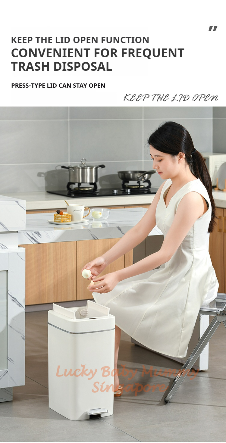 【10L/15L/20L】Minimalist Double Door Trash Bin | Foot Pedal & Press Lid ...