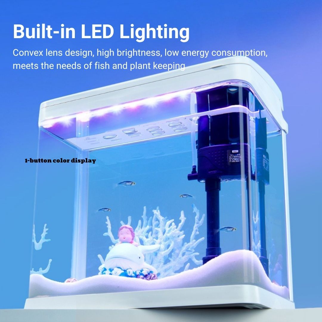 YEE Ecological Small Glass Fish Tank On Table [7L-100L] With Led Lights ...
