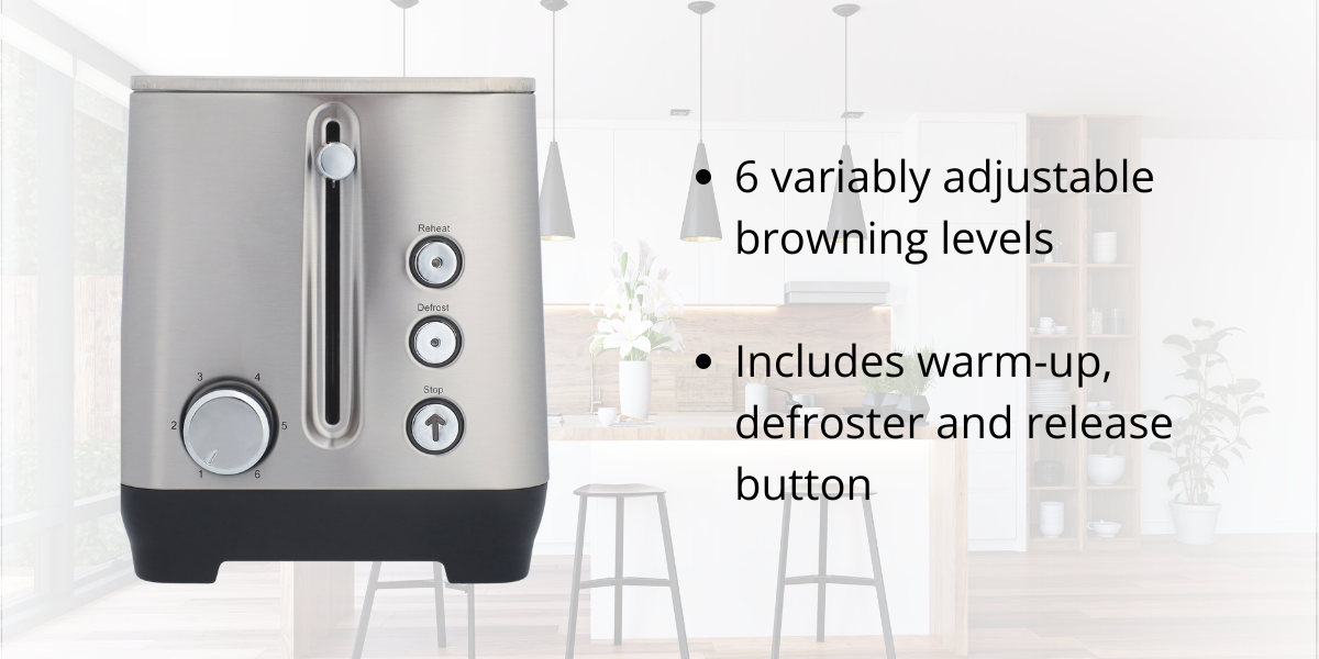 JOGEN BT 2215 XL Toaster for 2 Slices with Browning Control & Warming ...
