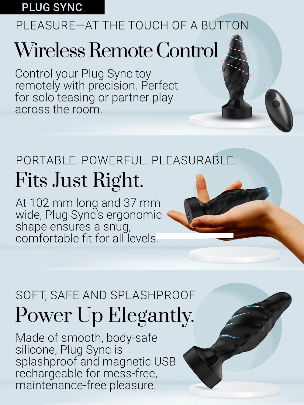 VIBRATING BUTTFUK RECHARGEABLE SILICONE ANAL WAND - BLACK main image 0