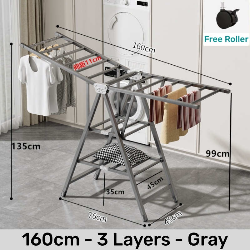 [SG Stock]Foldable Clothes Drying Rack Multifunctional Laundry Rack ...