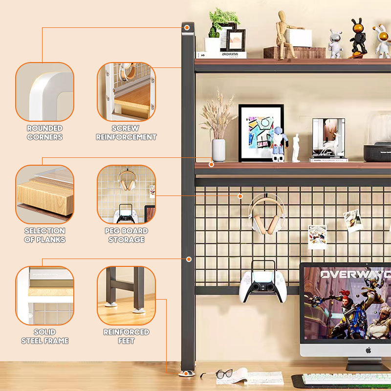 SNBDesktop Shelf Desk With Grid Bookshelf Storage Shelf Desktop Multi ...