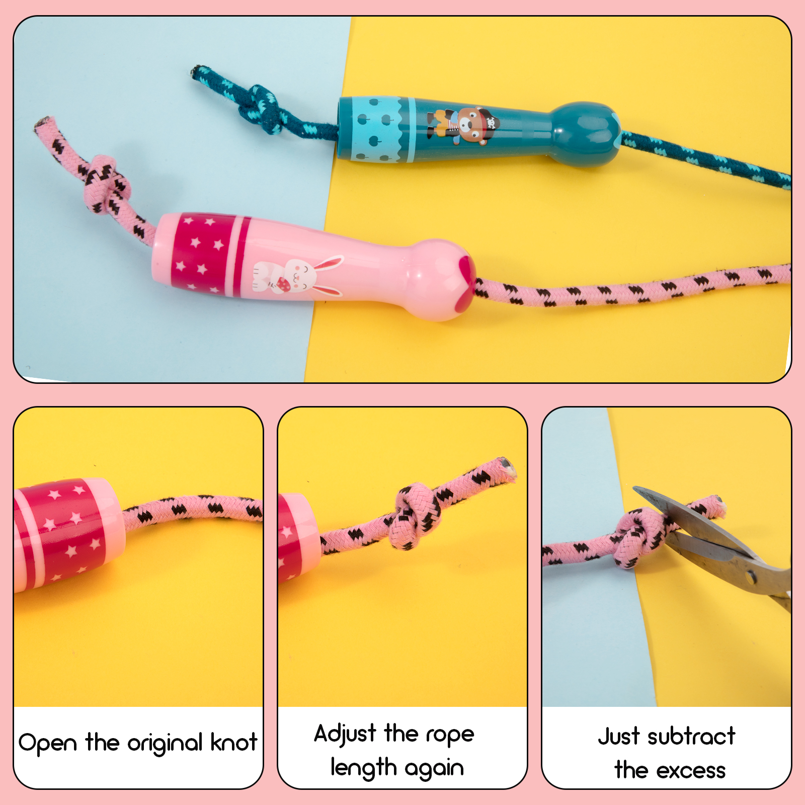 ⭐SG Stock⭐Children Skipping Rope Cute Cartoon Jump Rope Adjustable ...