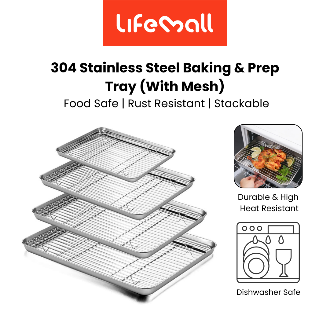 LifeMall - 304 Stainless Steel Baking Tray | Prep Tray | Food Safe ...