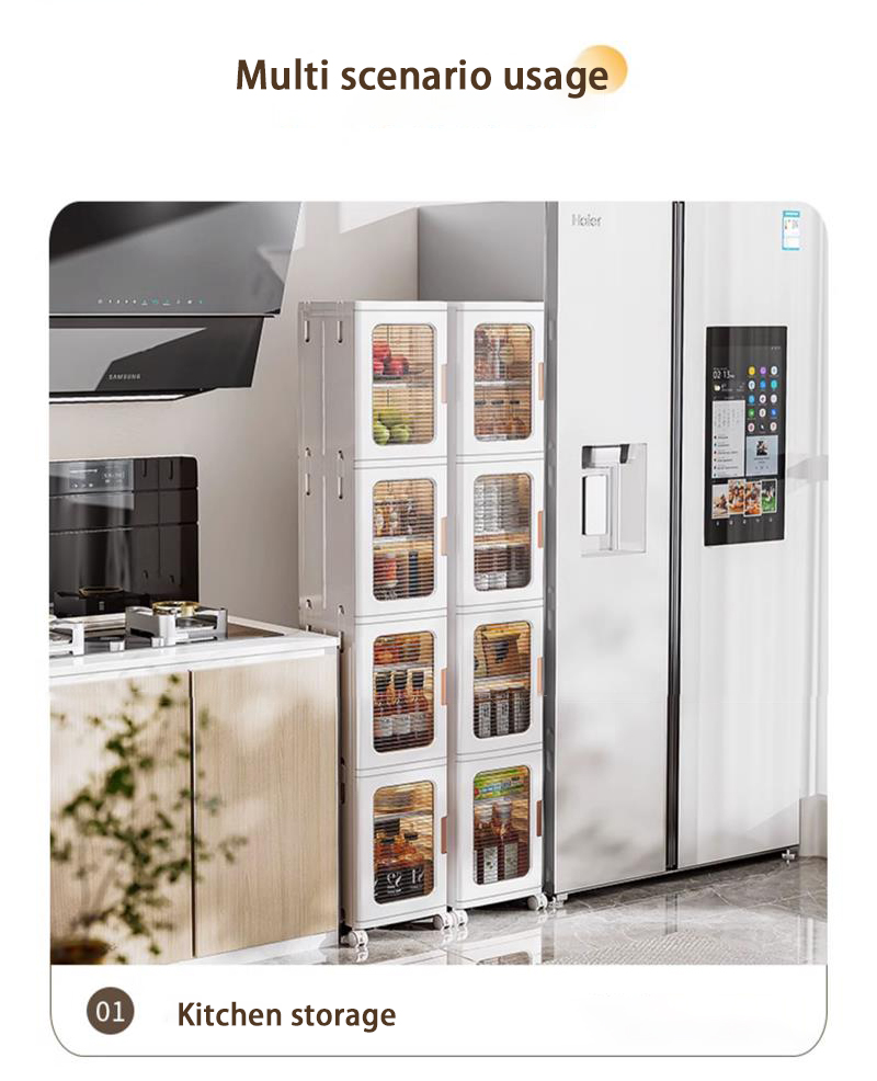 Slim Cabinet Foldable Cabinet Bathroom storage rack kitchen Organizer ...