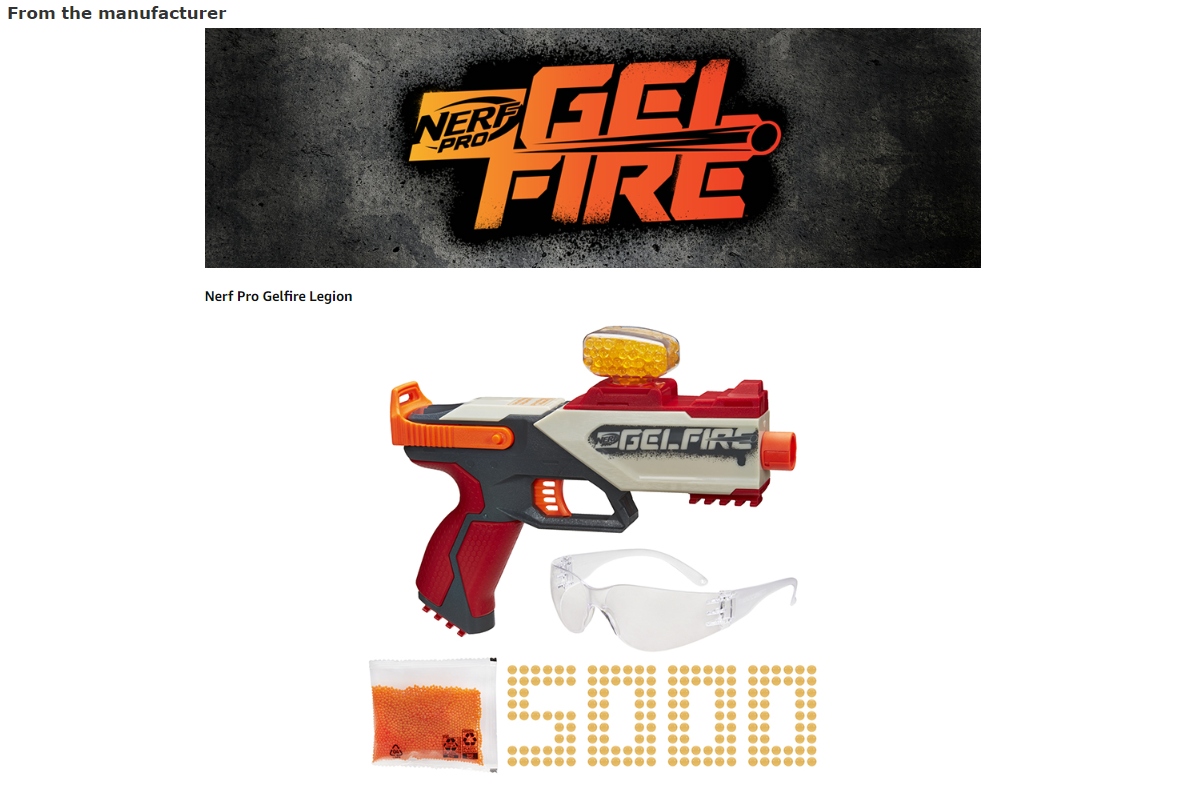 Nerf Pro Gelfire Mythic Blaster OR Legion Spring Action Blaster, 5000 ...