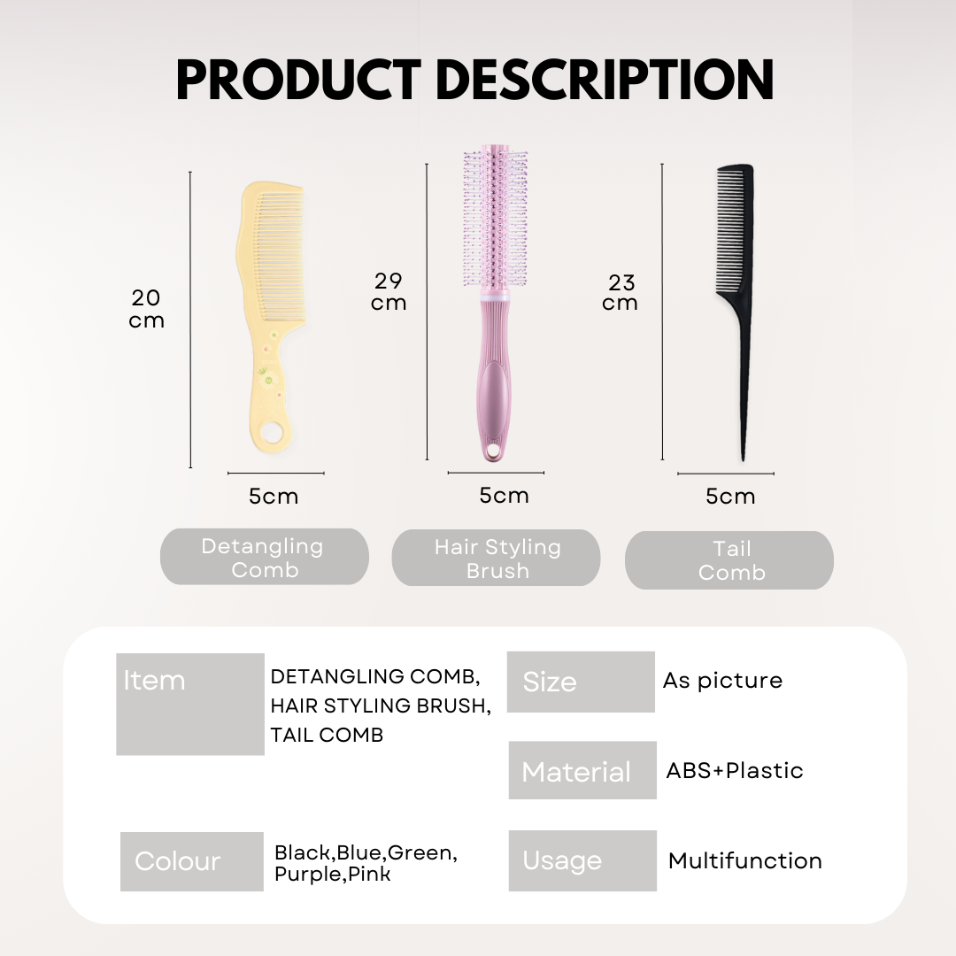 mixshop Multifunction Detangle Comb, Hair Styling Brush, Tail Comb ...