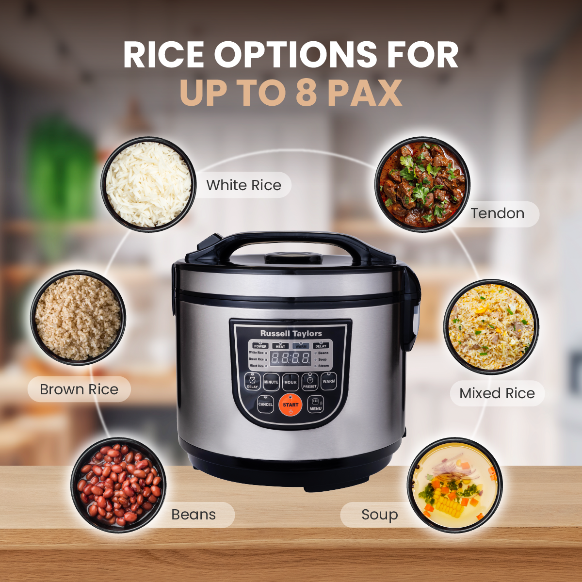 Russell Taylors Fuzzy Logic SMART Rice Cooker 1.8L ERC30 (Steam Rack