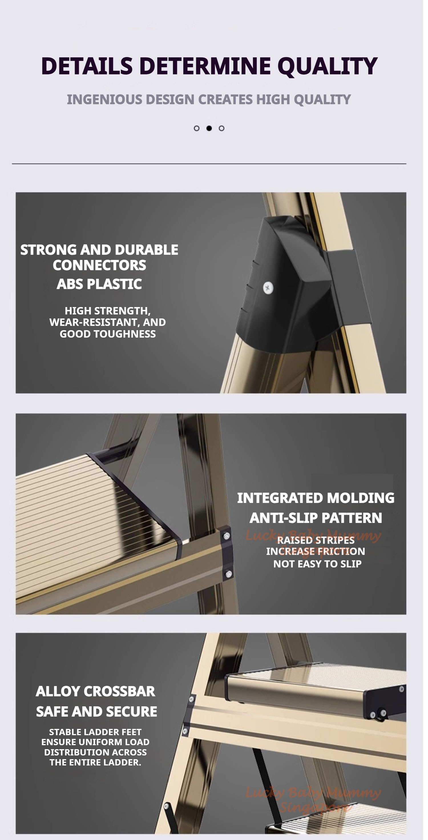 Silver Aluminum Ladder 】Heavy-Duty Aluminum Folding Ladder | Anti-Slip ...
