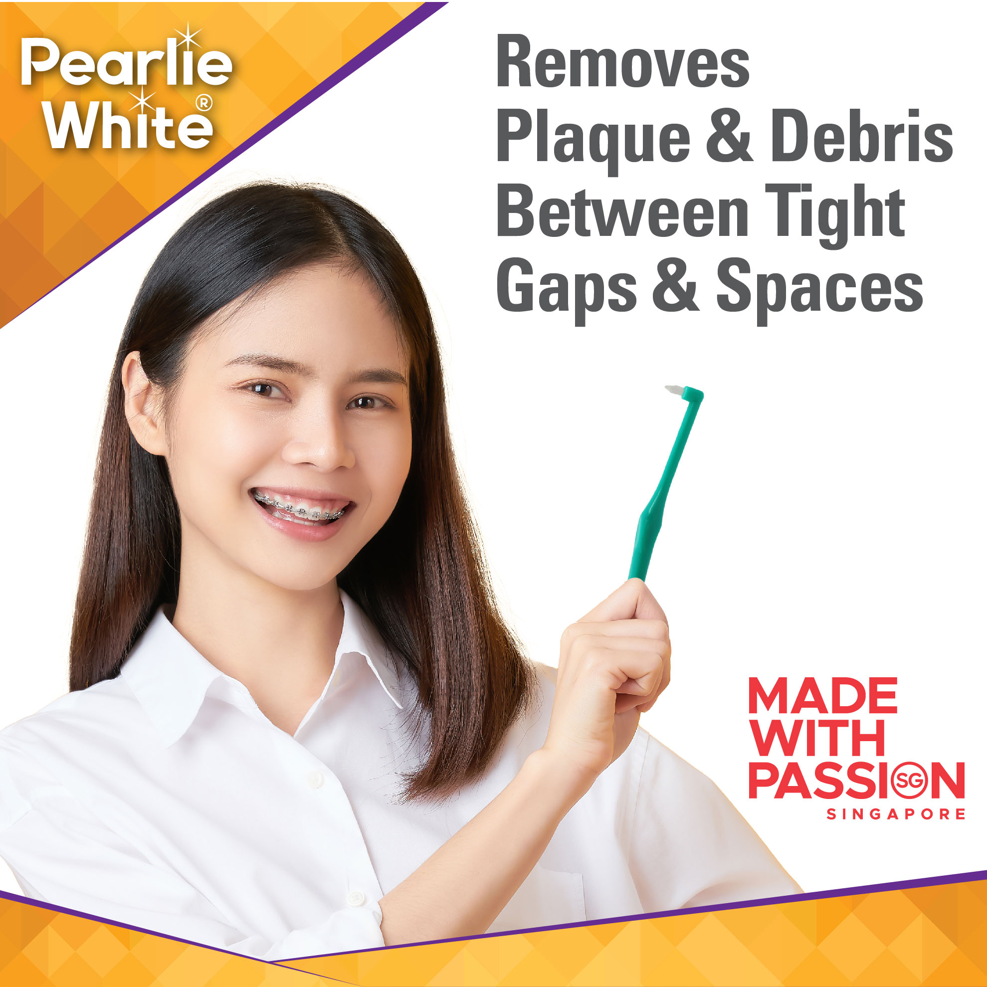 [Bundle of 3] Pearlie White Interspace Brush - Clean Back Molars & Hard ...