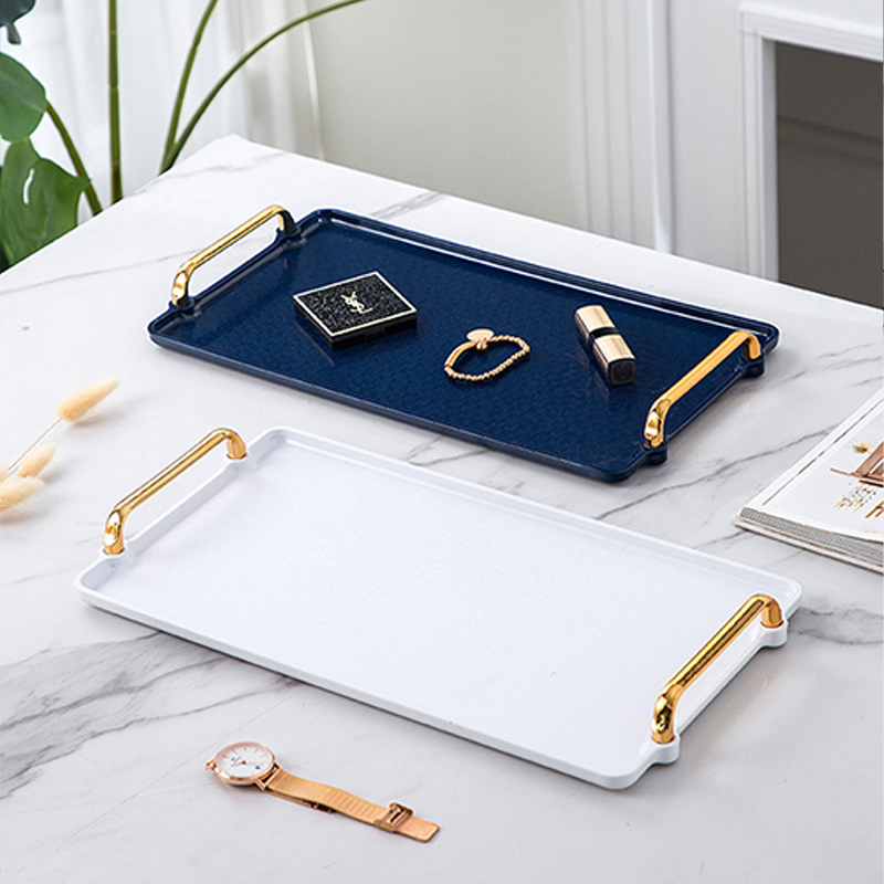 【SG】Serving Tray Rectangular Storage Tray with Handle Plastic Food Tray ...