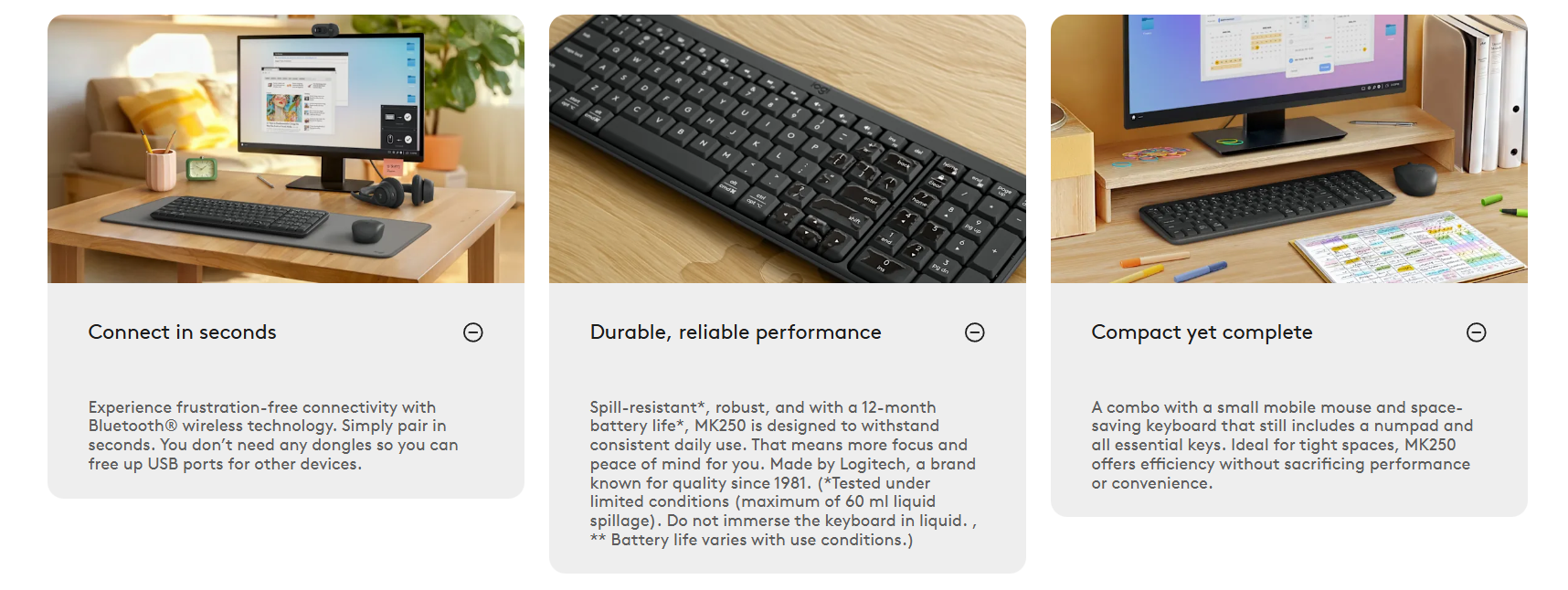 (Original) Logitech MK250 250 MK 250 Compact Bluetooth® Wireless Combo ...