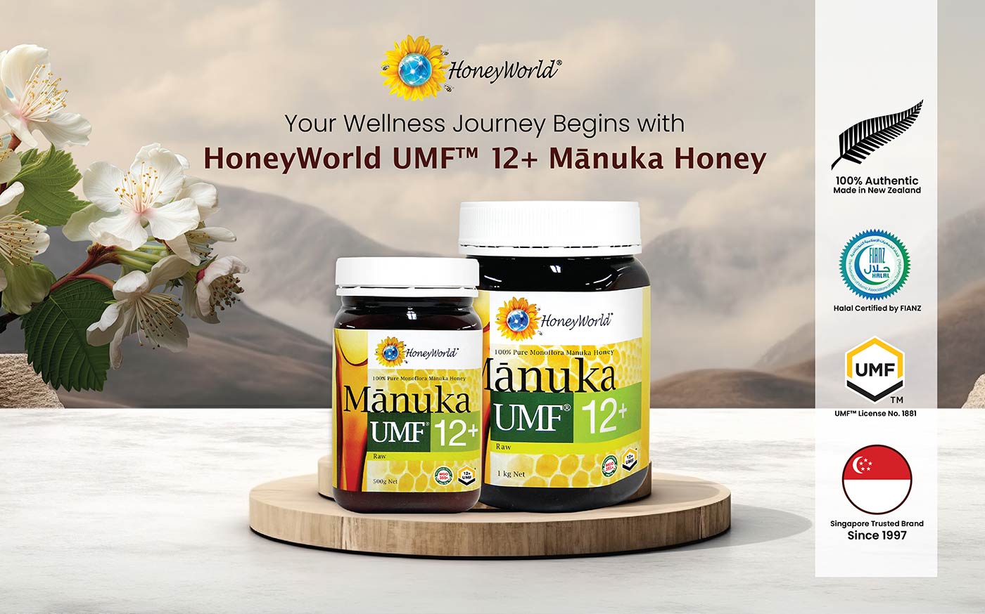 HoneyWorld Manuka Honey UMF 12 500G Product Of New Zealand Halal 
