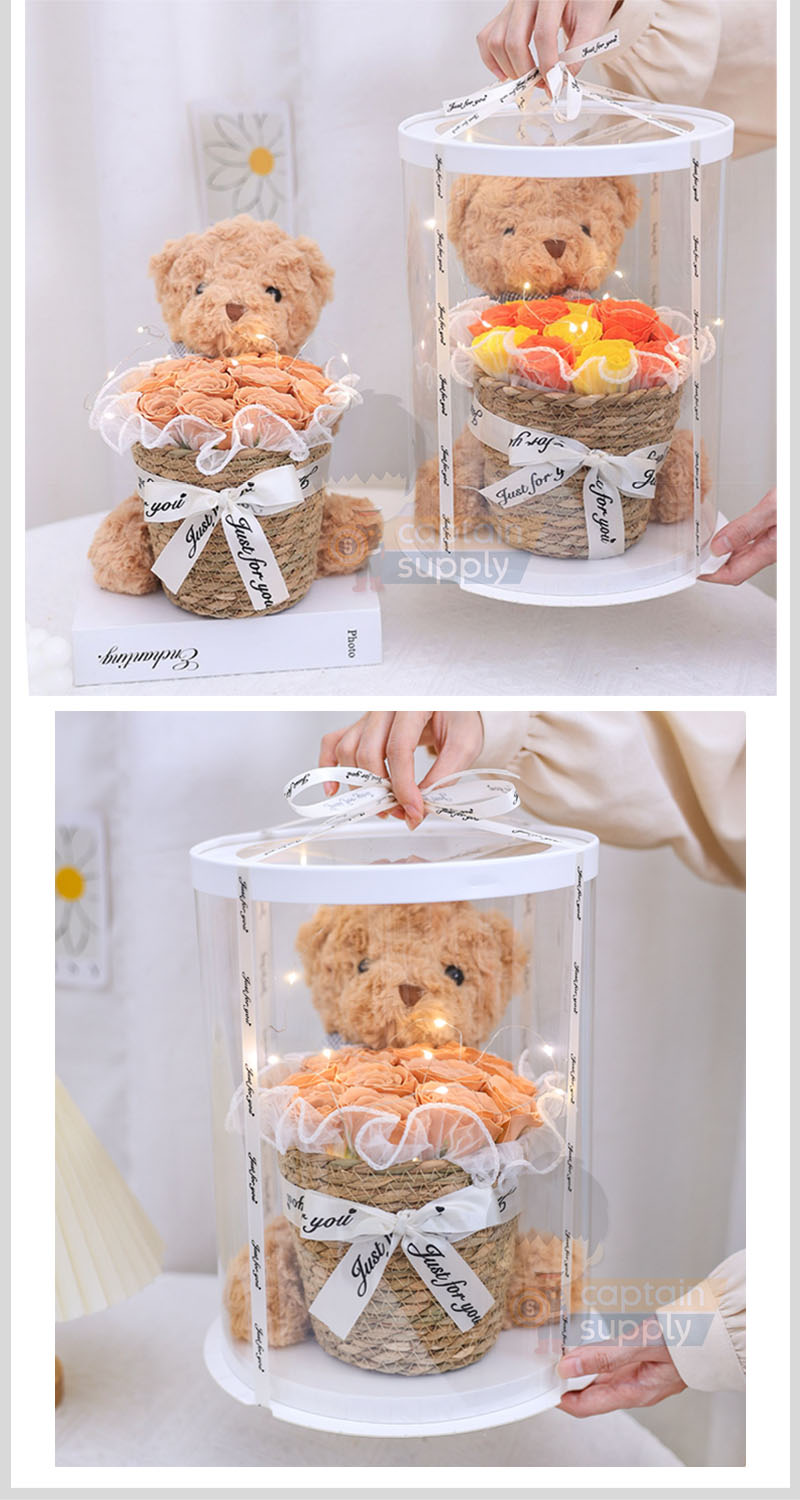 Teddy Bear Soap Flower Bouquet Gift Set (30cm) (FREE Exquisite Gift Box ...