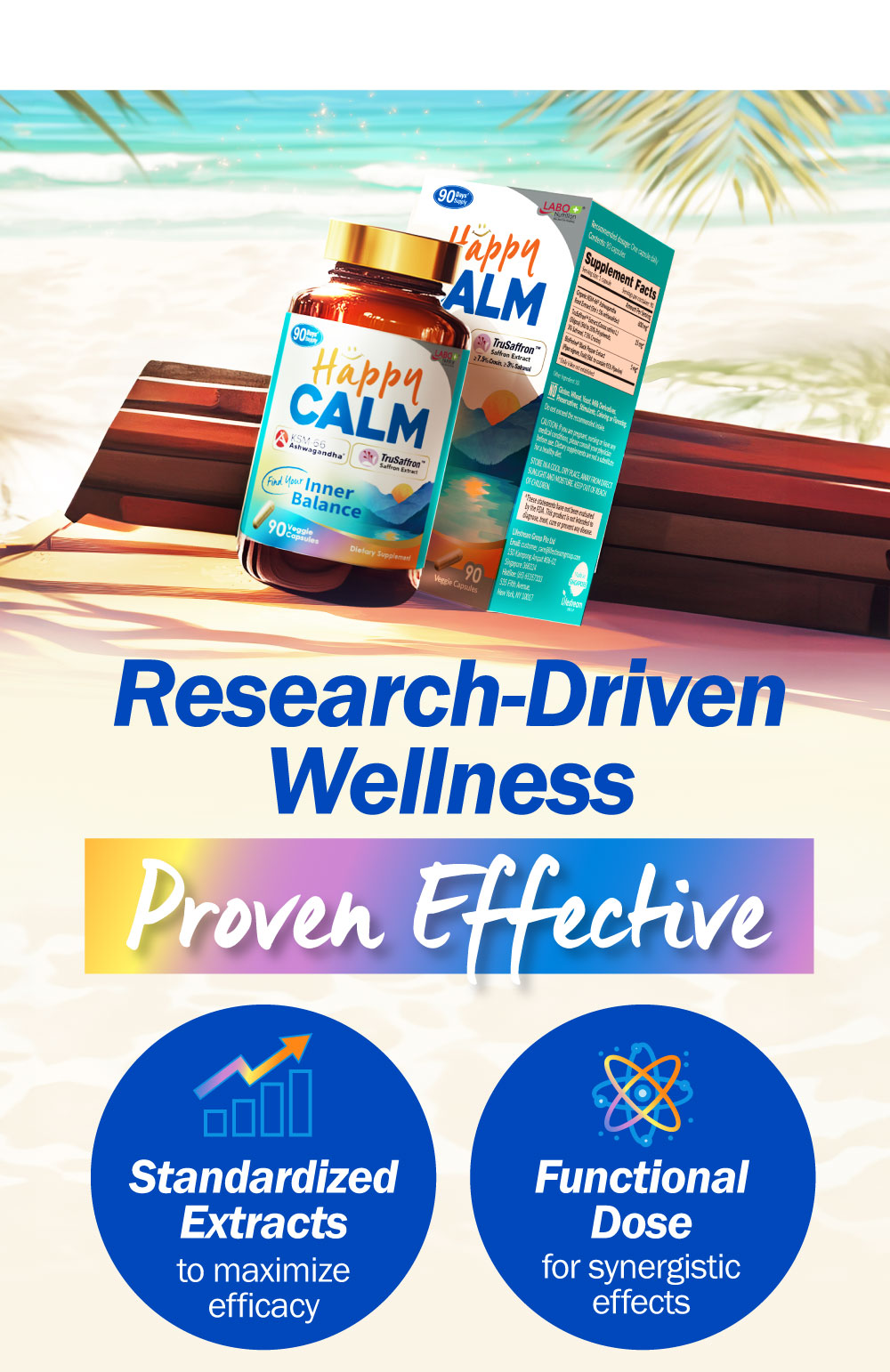 [2 Box] LABO Nutrition HappyCALM - Reduce Stress Relax Mood Calm Brain ...
