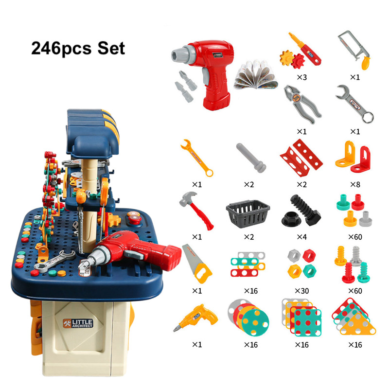 Kids Tools Box Engineer Pretend Play Set Gear and Drill Kit for ...