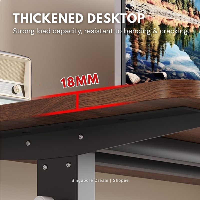 [SG Seller] Solid Wood Manual Adjustable Height Computer Desk | Lifting ...
