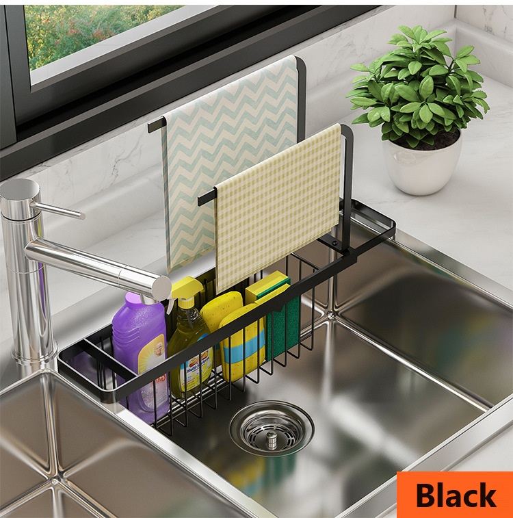 Singapore Stock Kitchen Sink Retractable Sponge Rag Holder | Shopee ...