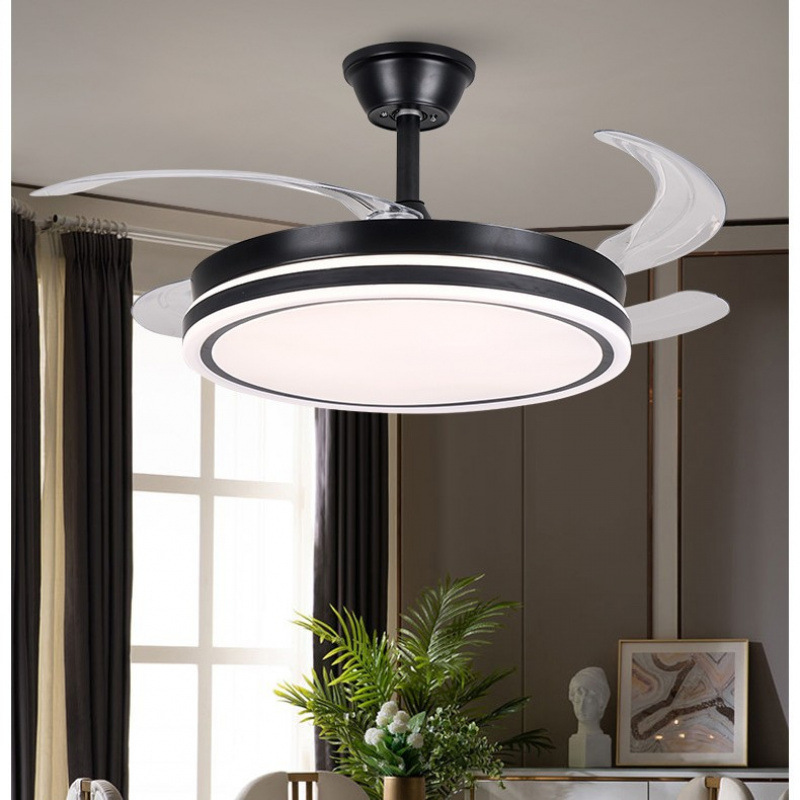 Big Ceiling Fan with Light Living Room Fan with Remote Control Round ...
