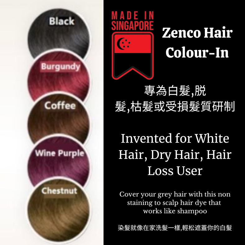 Zenco Hair Colour 一洗黑 - NATURAL BLACK 400ML X Made in Singapore x ...