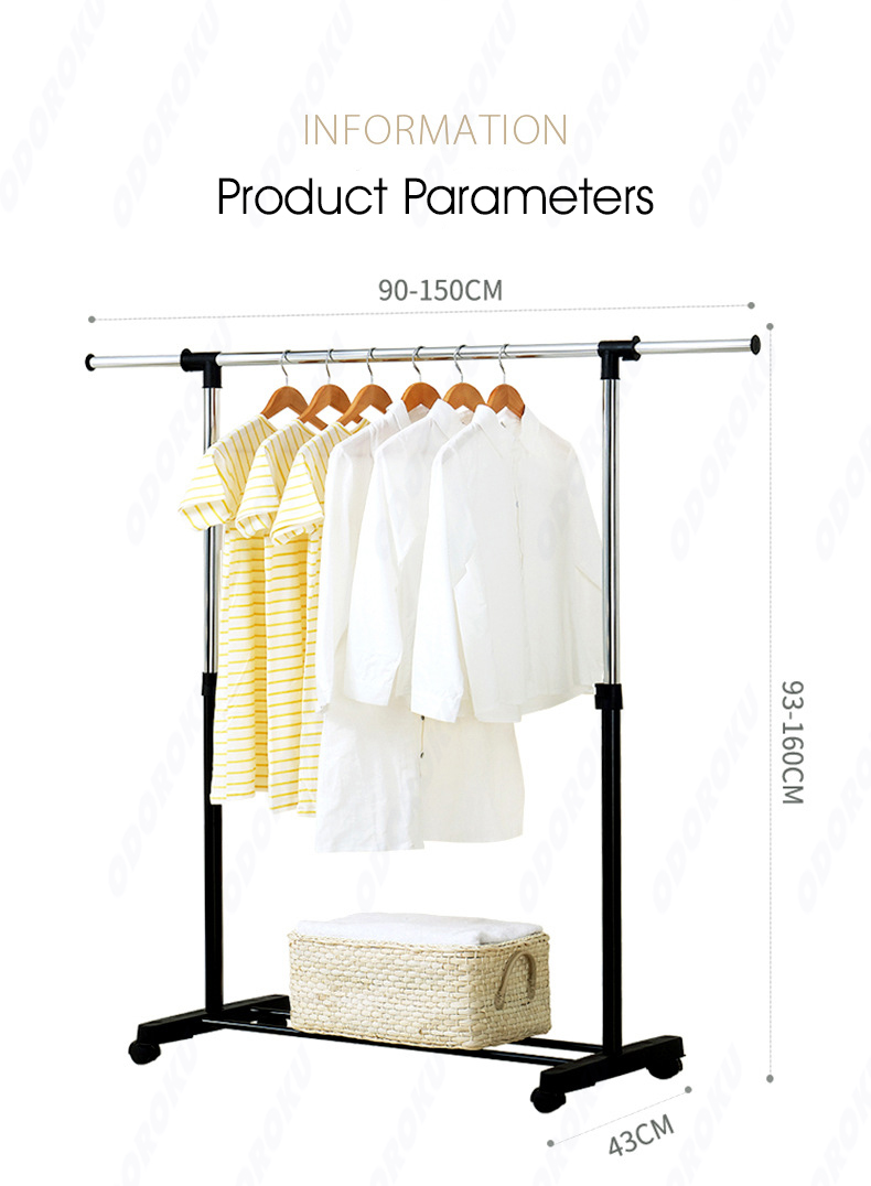 ODOROKU Heavy Duty Double Rods Adjustable Length Clothes Rack with ...