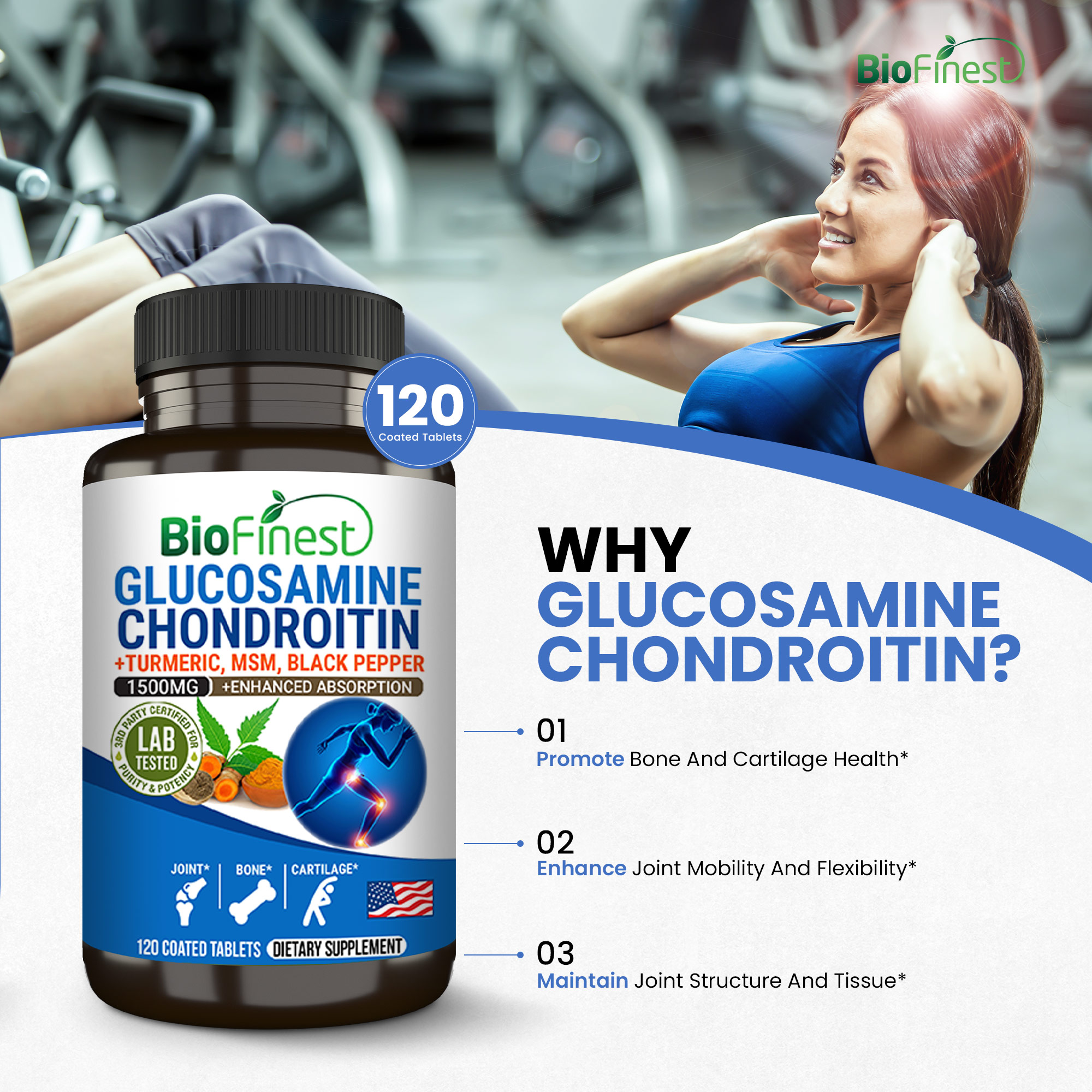 Biofinest 5x Glucosamine 1500mg Chondroitin Turmeric MSM Black Pepper ...