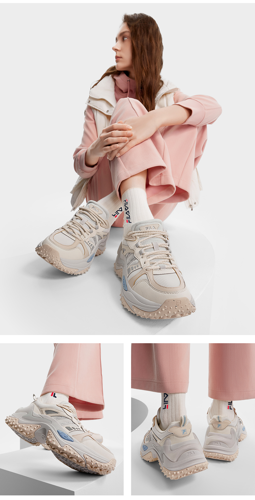 FILA CORE FASHION SOFIA 3 Women Sneakers (Pink / White) | Shopee Singapore