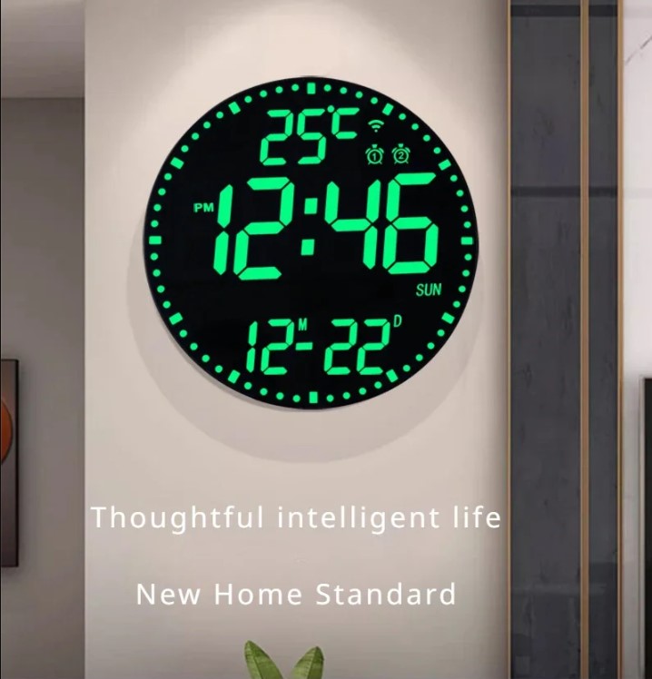 LED Digital Wall Clock Large Screen Temperature Date Day Display Smart ...