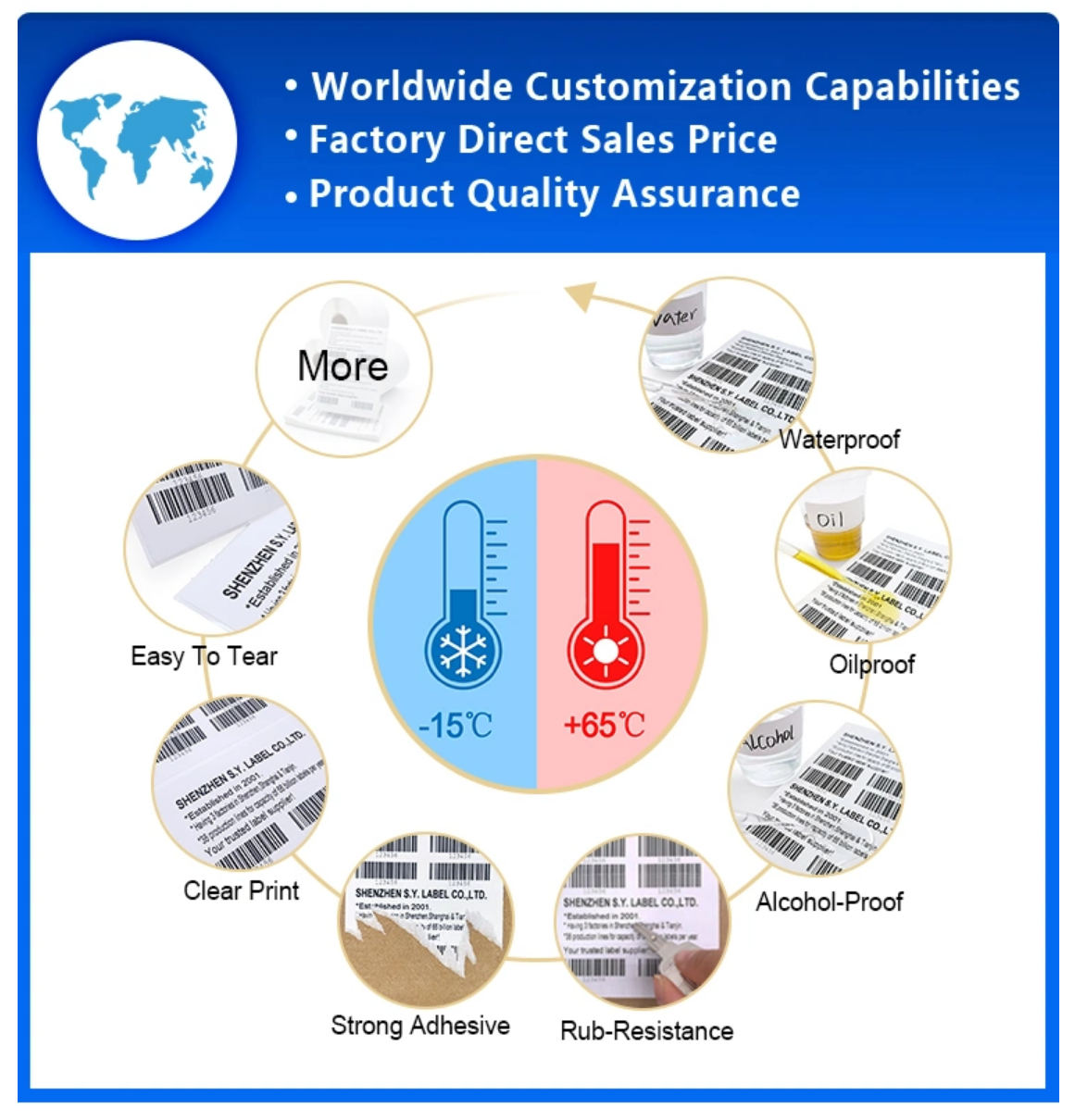 Waterproof Adhesive Thermal Label Sticker Paper Supermarket Price Label