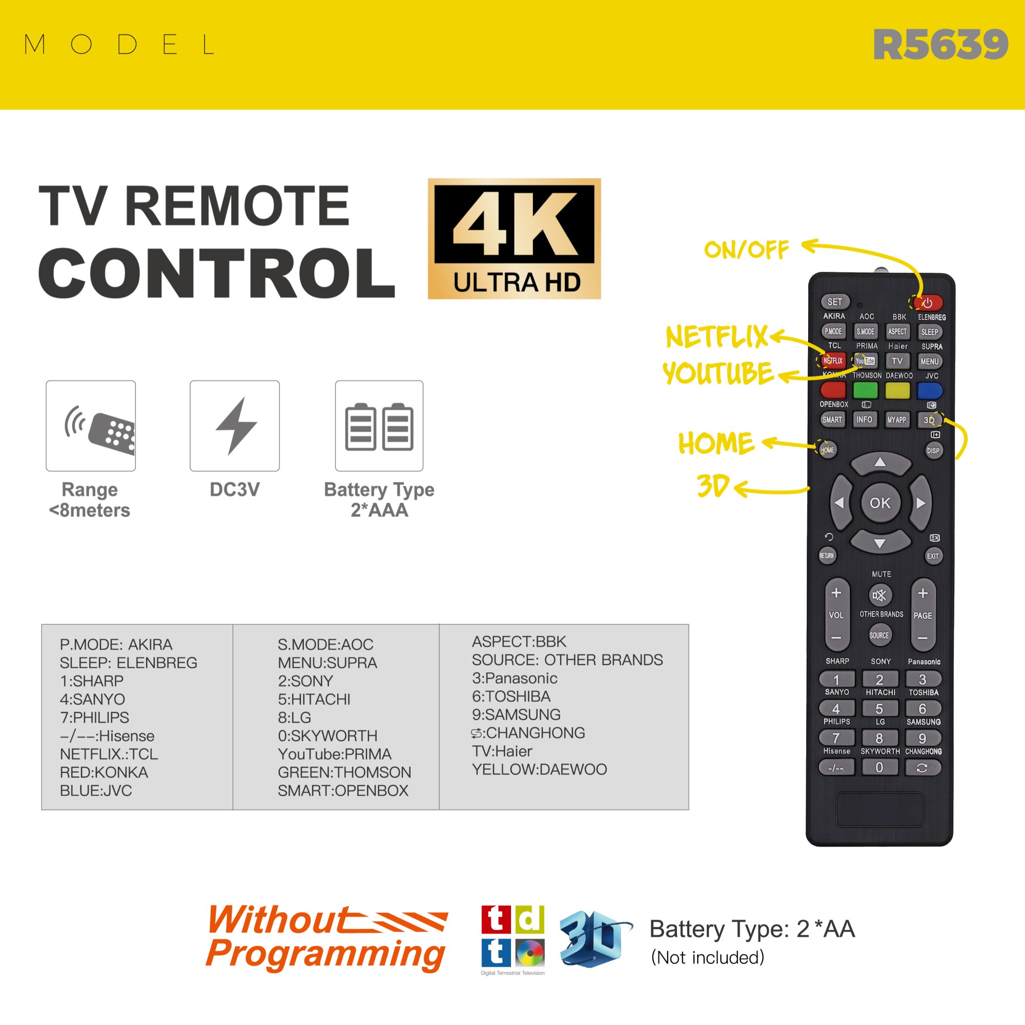 Universal TV Remote Controller R5639 | Shopee Singapore