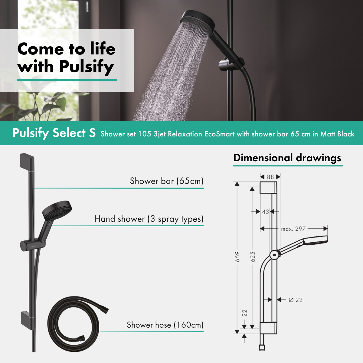 EXCLUSIVE] hansgrohe bundle in Matt Black Pulsify Select S