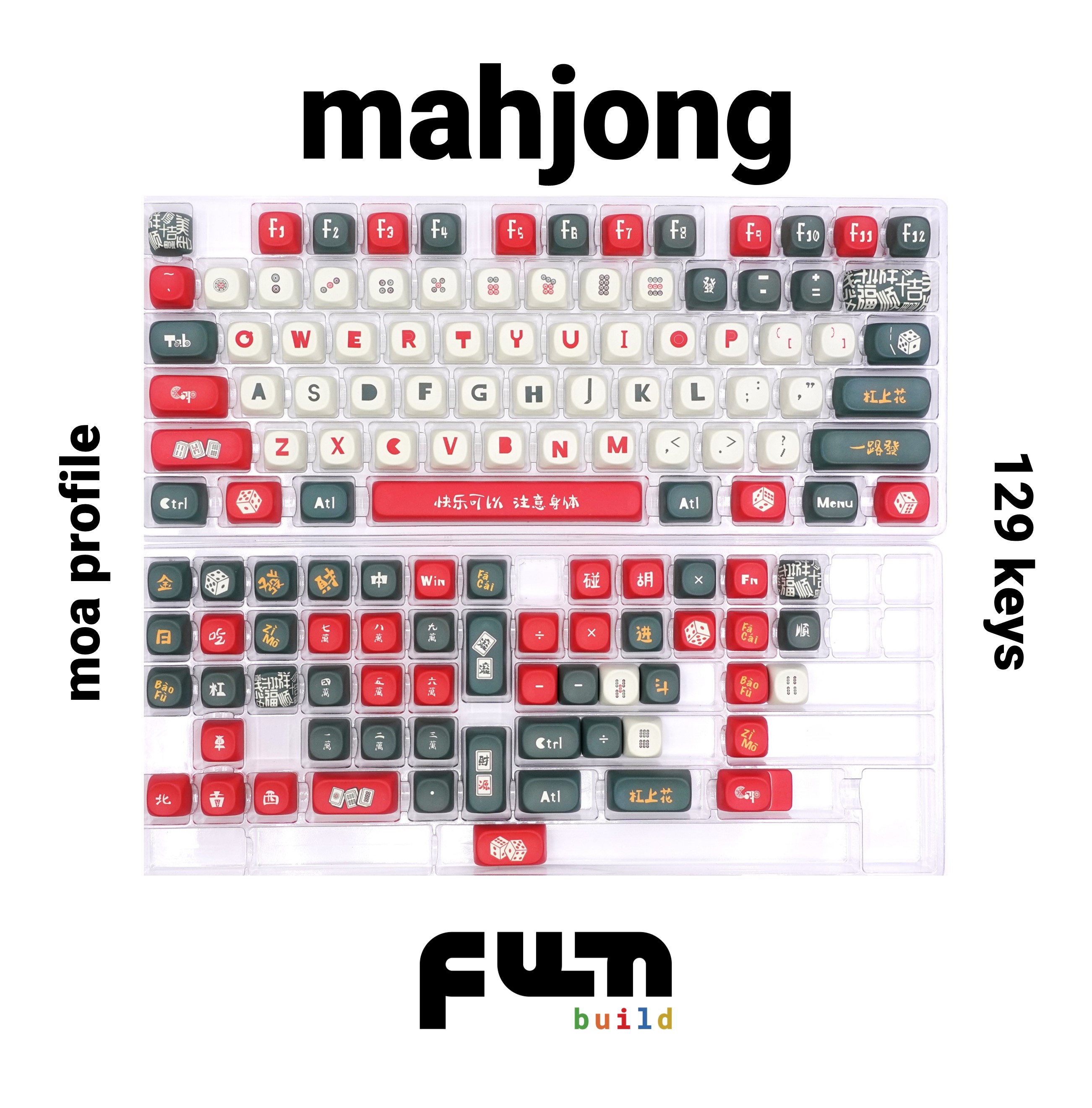 [MAHJONG Keycaps][MOA Profile] Dye Sublimation Printed 129 Keys for ...