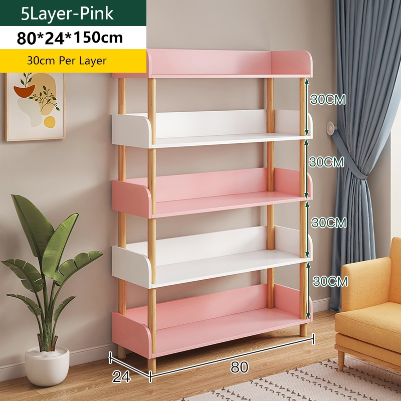 5 Tier Multipurpose Bookshelf Home Storage Shelves Rack White ...