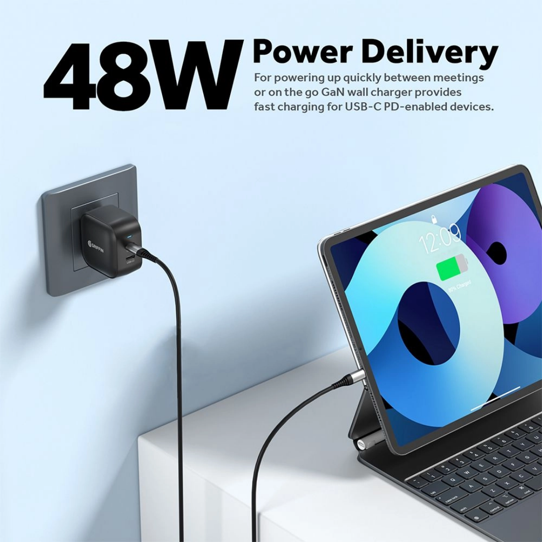 Griffin PowerBlock 48W GaN Wall Charger – Dual USB-C PD 3.0 Fast ...