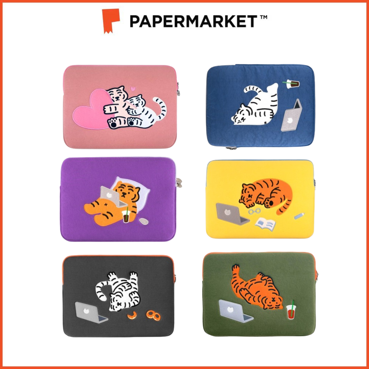 【MUZIK TIGER】Laptop/Tablet Pouch★Lazy Tiger [12-14inch] MUZIKTIGER] 12~14-inch Laptop/Tablet Sleeve, iPad Pouch