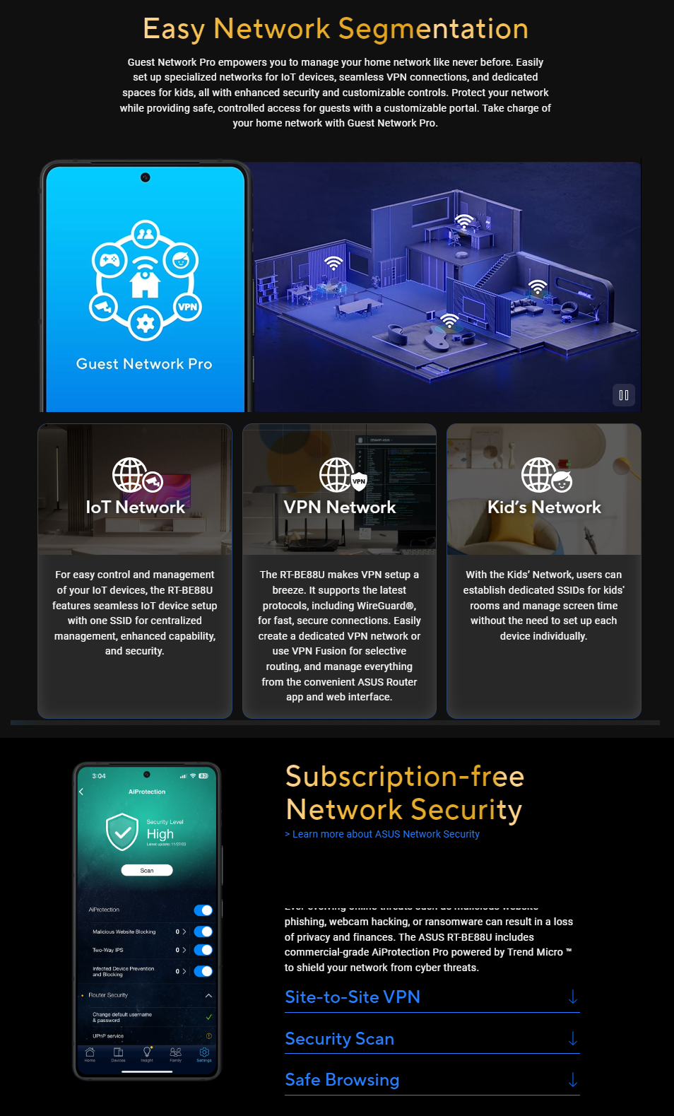 ASUS RT-BE88U BE7200 Dual Band WiFi AiMesh Extendable Router