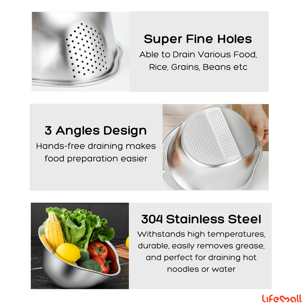 LifeMall - 304 Stainless Steel Kitchen Food Strainer Basket Drain ...