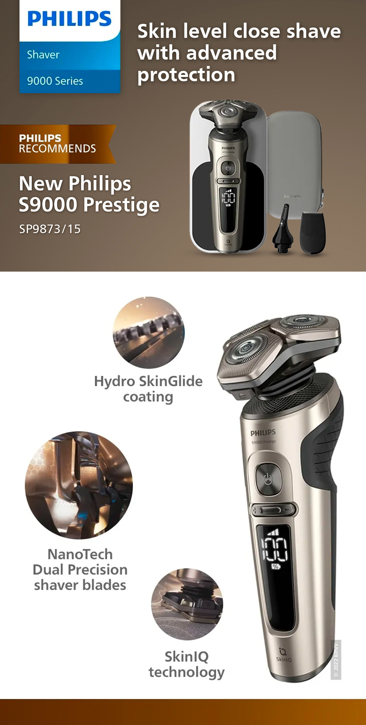 PHILIPS S9000 Prestige - Wet & dry electric shaver wih SkinIQ