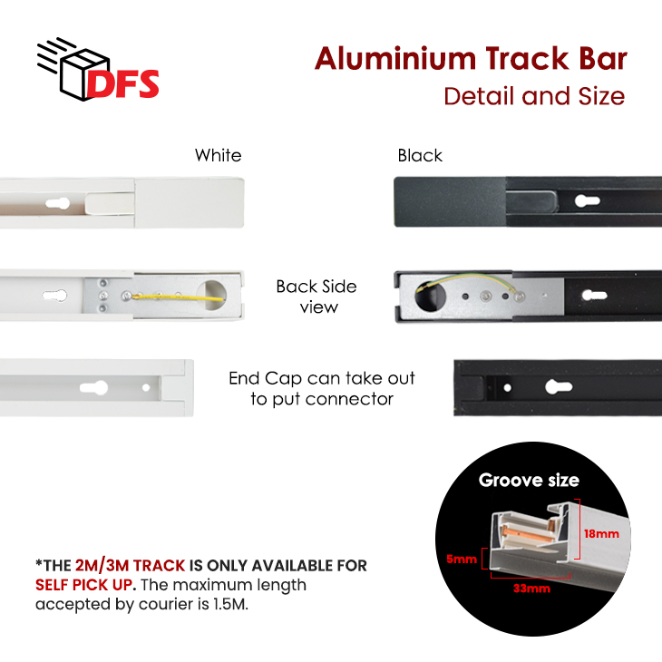 DFS LED LIGHT 2M/3M Open Groove Aluminum Track for LED Track Light/Spot ...