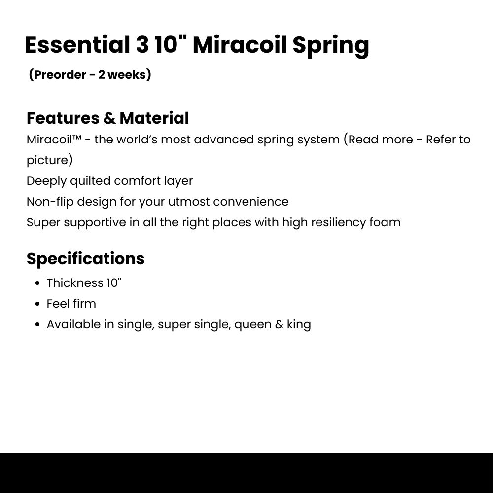 VHIVE 10” Chiro Essential 3 Miracoil Spring Mattress (Firm, Spinal ...