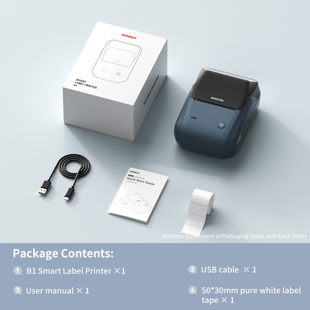 NIIMBOT Label Printer B1 20-50mm Inkless Wireless Bluetooth Thermal ...