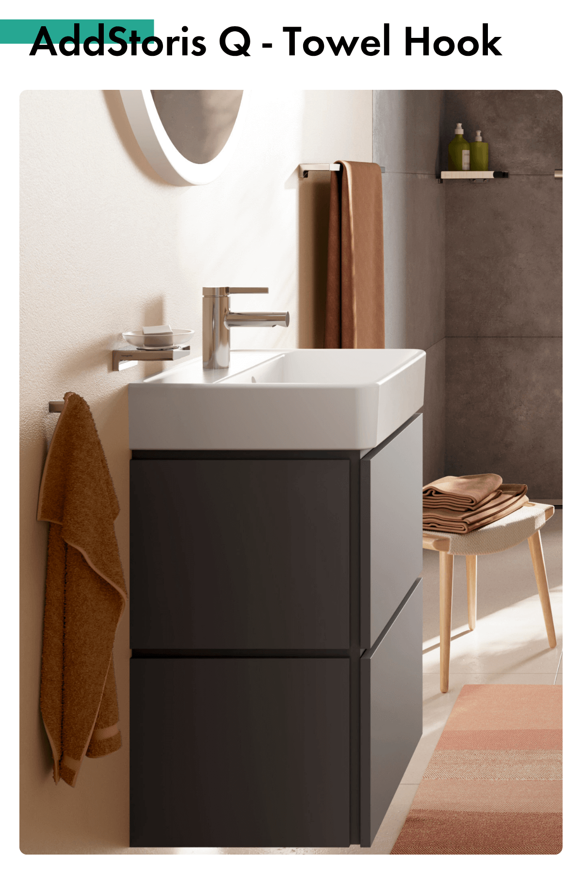 hansgrohe bathroom accessories AddStoris Q - towel hook in chrome ...
