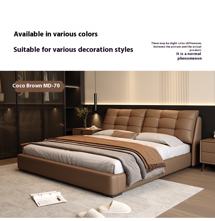 Italian puff bed cream style master bedroom double bed modern simple ...