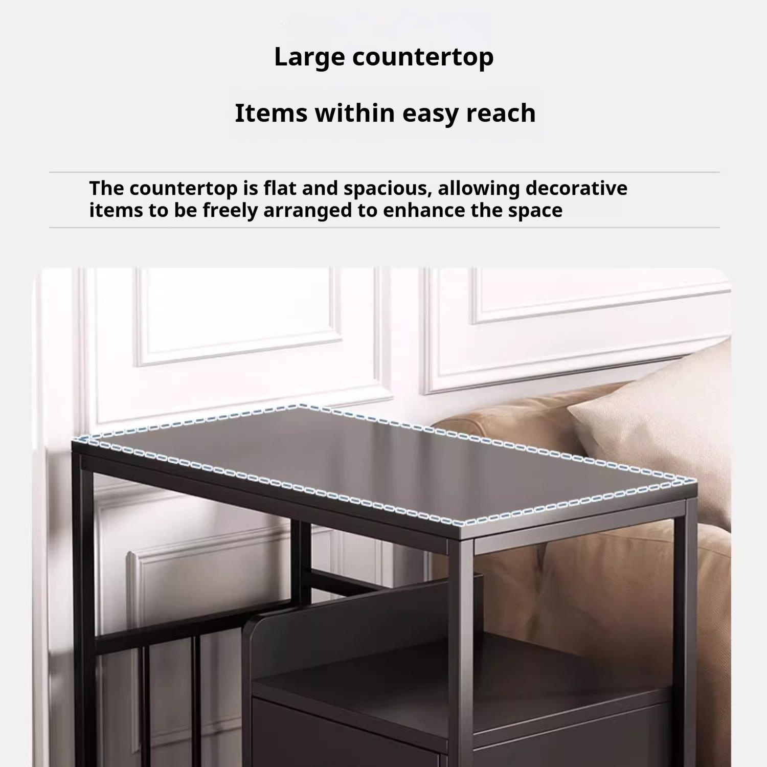 Serene Furniture Living Room Movable Side Cabinet With Wheels Sofa Side ...
