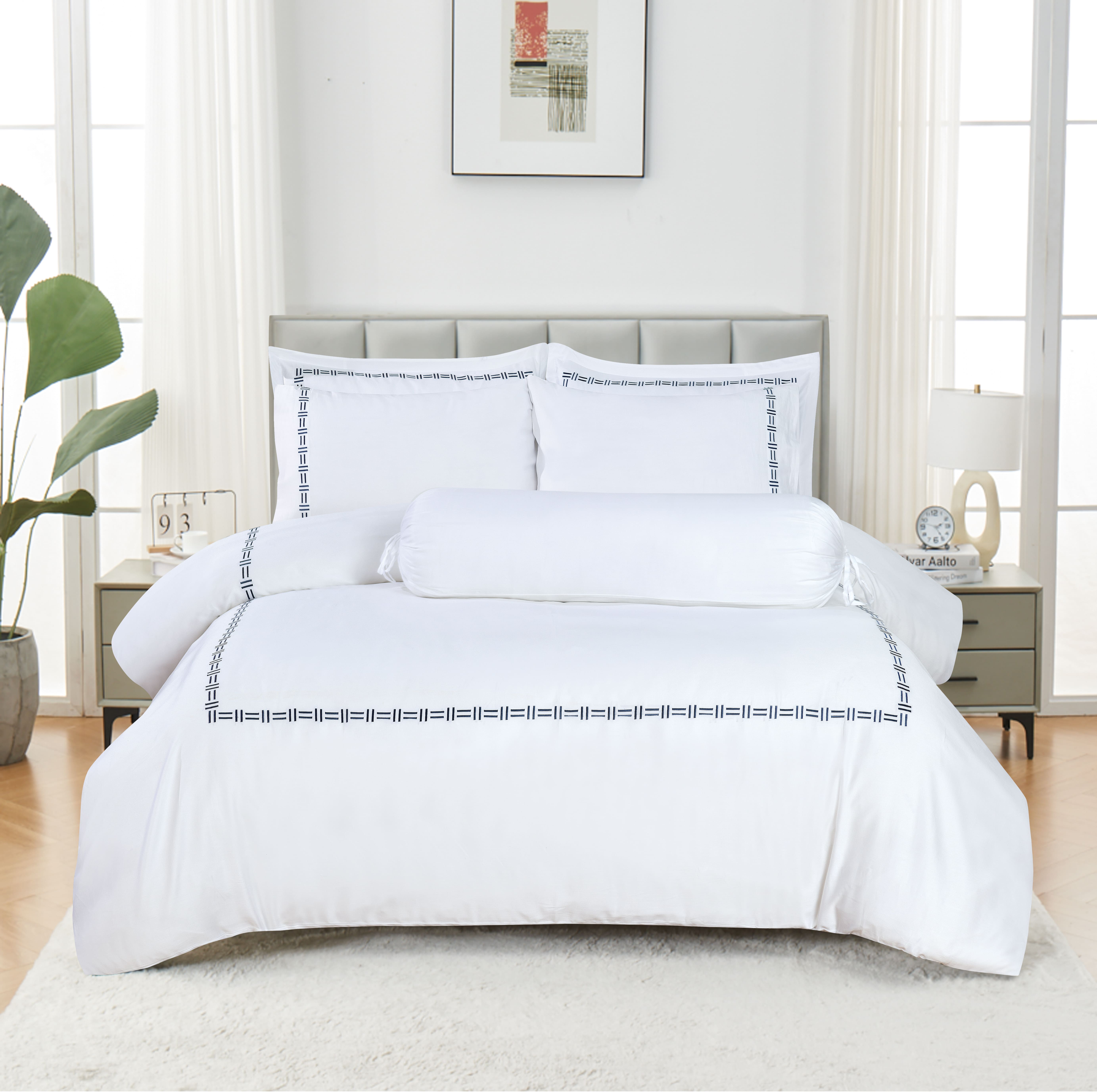 ( Bedset ) Canopy Bed Set Cotton Sateen 1000TC 100 Quilt Cover, Fitted